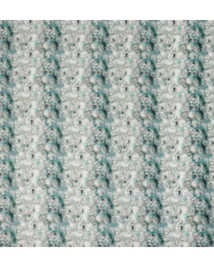 Seafoam Green Rose Floral Printed Cotton Satin Fabric Soft Smooth Lustrous Apparel Textile 110 Cms Wide India Origin-D27520 - Regal Fabrics