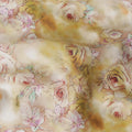 Golden Cream Rose Floral Printed Cotton Satin Fabric Soft Smooth Lustrous Apparel Textile 110 Cms Wide India Origin-D27521 - Regal Fabrics