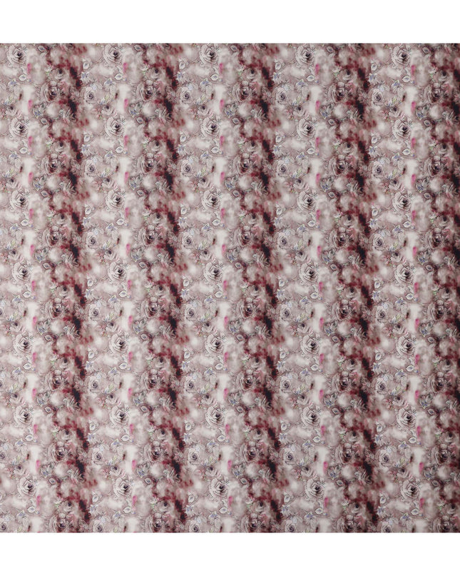 Taupe Rose Floral Printed Cotton Satin Fabric Smooth Soft Lustrous Dressmaking Textile 110 Cms Wide India Origin-D27519