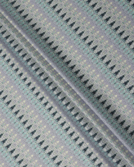 Slate Grey Paisley Striped Printed Cotton Satin Fabric Smooth Finish Premium Apparel Textile 110 Cms India Origin-D27523 - Regal Fabrics