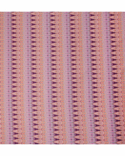 Dusty Mauve Paisley Striped Printed Cotton Satin Fabric Smooth Soft Lustrous Apparel Textile 110 Cms Wide India Origin-D27522 - Regal Fabrics