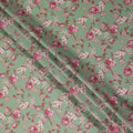 Sage Green Floral Printed Cotton Satin Fabric Soft Smooth Lustrous Apparel Craft Textile 110 Cms Wide India Origin-D27515 - Regal Fabrics