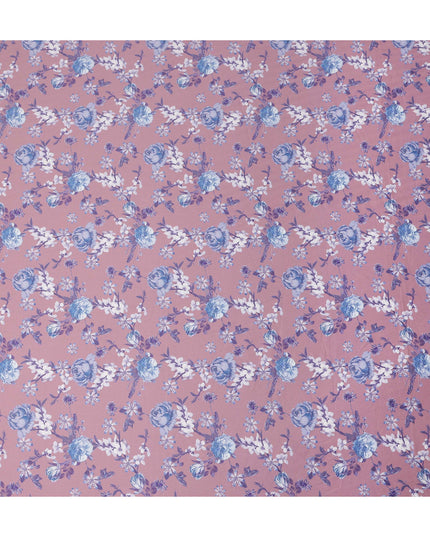 Dusty Rose Floral Printed Cotton Satin Fabric Soft Smooth Lustrous Apparel Craft Textile 110 Cms Wide India Origin-D27514 - Regal Fabrics