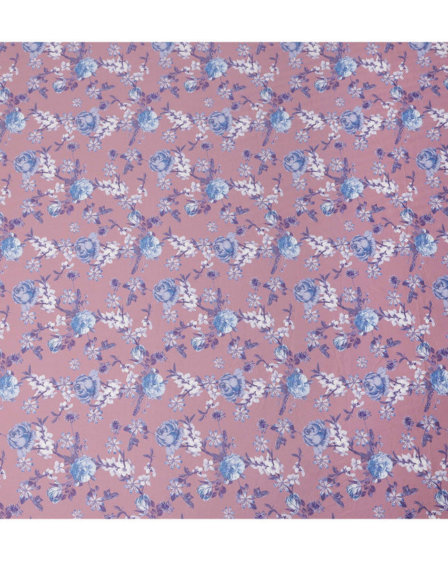 Dusty Rose Floral Printed Cotton Satin Fabric Soft Smooth Lustrous Apparel Craft Textile 110 Cms Wide India Origin-D27514