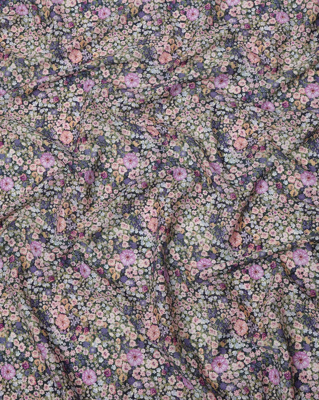 Green Multicolor Garden Floral Print Cotton Lawn Fabric 110 Cms Width Japan-D24979