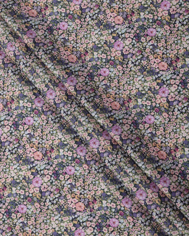 Green Multicolor Garden Floral Print Cotton Lawn Fabric 110 Cms Width Japan-D24979