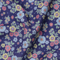 Navy Blue Multicolor Floral Print Cotton Lawn Fabric 110 Cms Width Japan-D24977