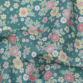 Teal Green Multicolor Floral Print Cotton Lawn Fabric 110 Cms Width Japan-D24978