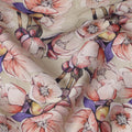 Cream Floral Printed Cotton Satin Fabric Soft Smooth Lustrous Apparel Textile 110 Cms Wide India Origin-D27518 - Regal Fabrics