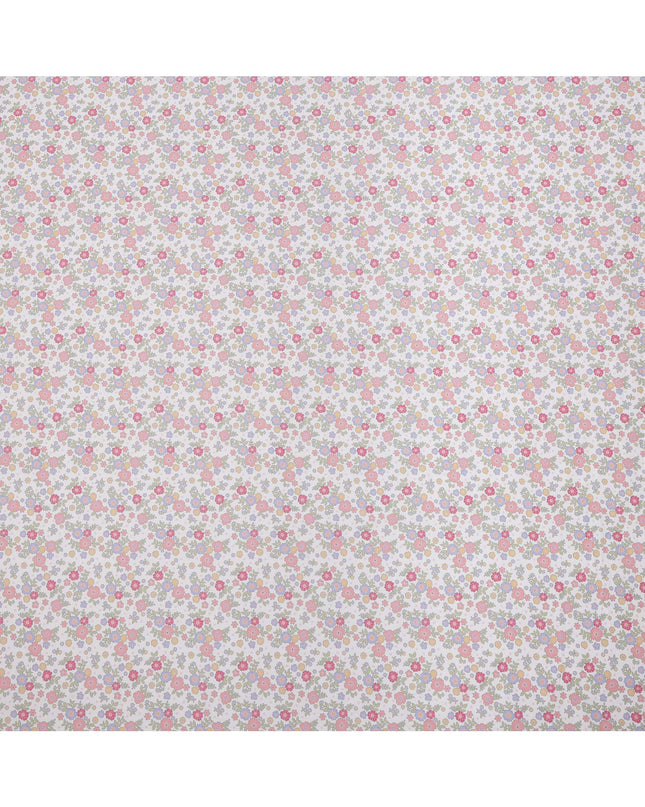 White Multicolor Floral Print Cotton Lawn Fabric 110 Cms Width Japan-D24981 Regal Fabrics