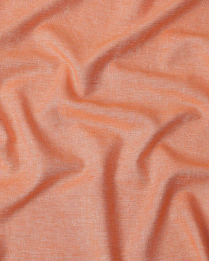 قماش كتان نقي فاخر بلون الخوخ، تصميم سادة، 60 ليا، عرض 150 سم، الهند - D25551