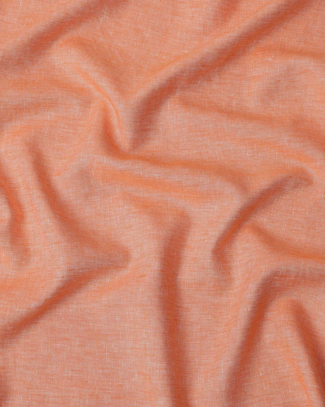 Peach Premium Pure Linen Fabric 60 Lea Plain Solid Design, 150 Cms Width, India-D25551