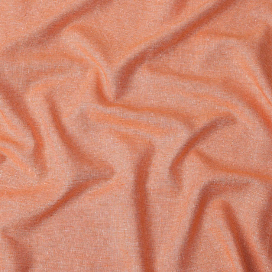 قماش كتان نقي فاخر بلون الخوخ، تصميم سادة، 60 ليا، عرض 150 سم، الهند - D25551