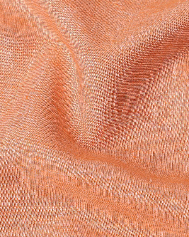 Peach Premium Pure Linen Fabric 60 Lea Plain Solid Design, 150 Cms Width, India-D25551