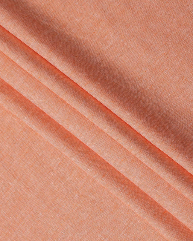 Peach Premium Pure Linen Fabric 60 Lea Plain Solid Design, 150 Cms Width, India-D25551