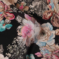 Black Bouquet Floral Printed Viscose Crepe 110cm