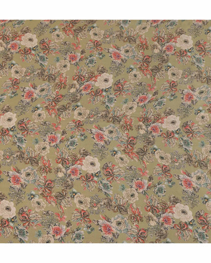 Green Bouquet Floral Printed Viscose Crepe 110cm