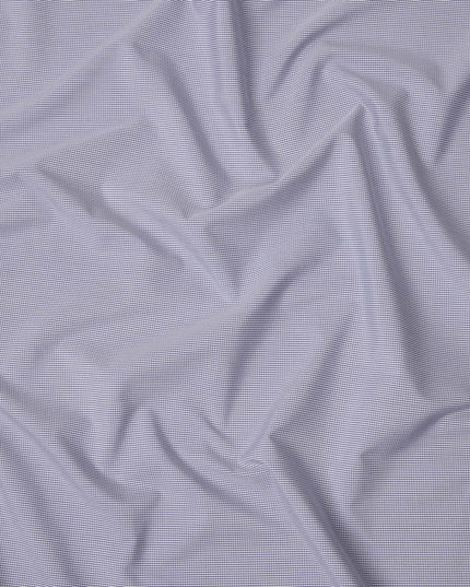 White and Navy Micro Check Italian 100% Cotton Shirting Fabric, 150 Cms, Italy-D24939