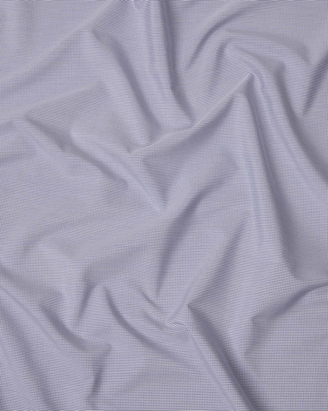 White and Navy Micro Check Italian 100% Cotton Shirting Fabric, 150 Cms, Italy-D24939
