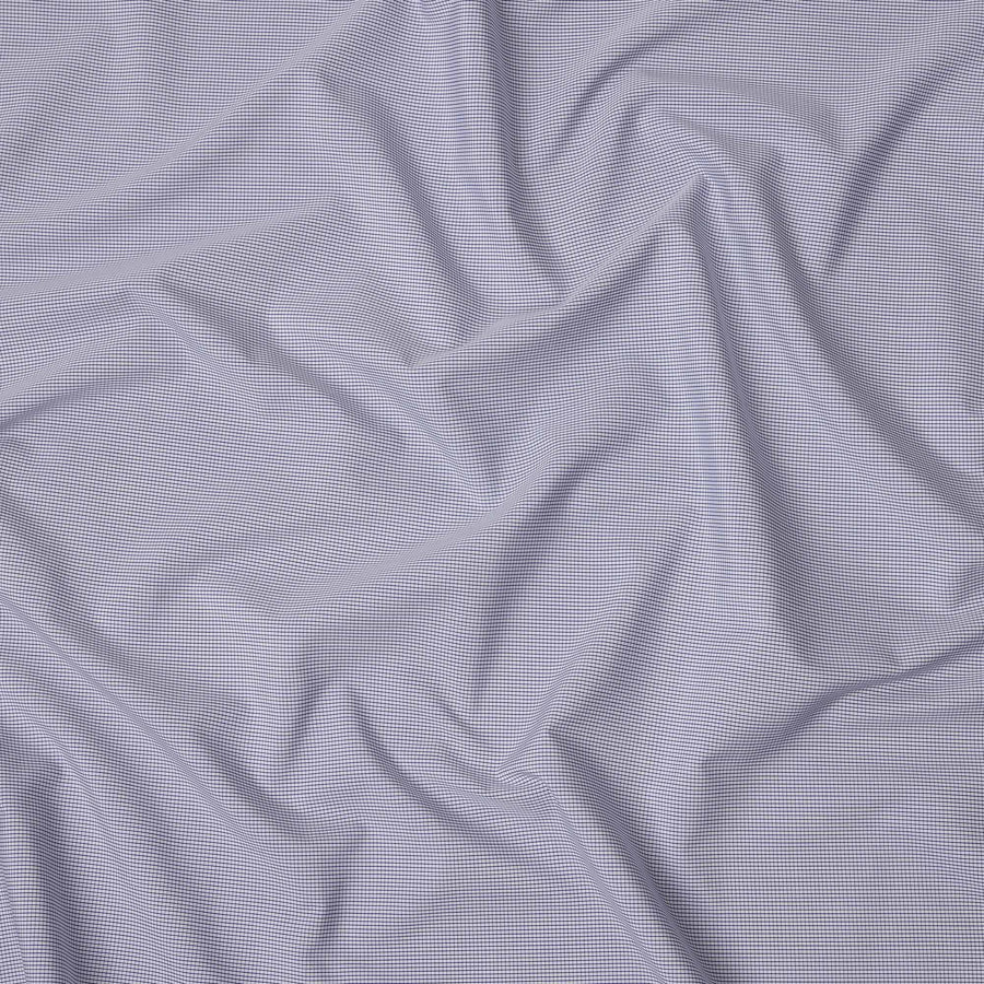 White and Navy Micro Check Italian 100% Cotton Shirting Fabric, 150 Cms, Italy-D24939