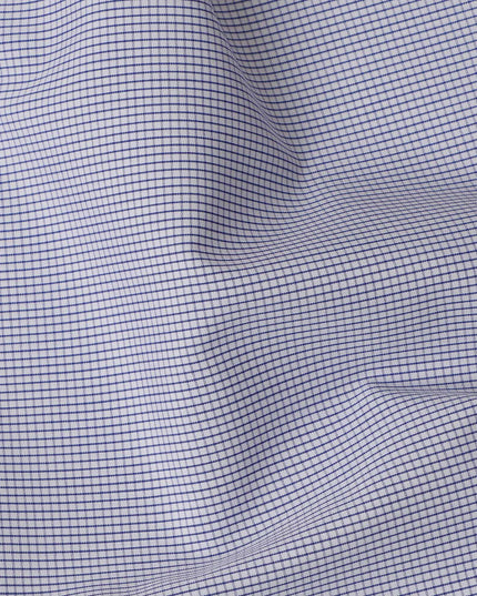White and Navy Micro Check Italian 100% Cotton Shirting Fabric, 150 Cms, Italy-D24939