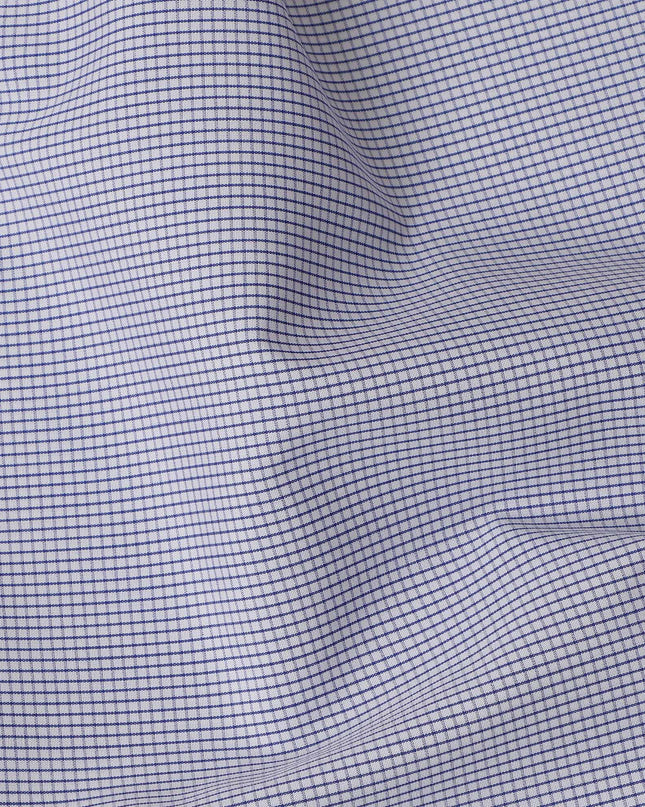 White and Navy Micro Check Italian 100% Cotton Shirting Fabric, 150 Cms, Italy-D24939