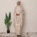 Mauve Beige Premium Silk Chiffon Sudanese Thobe with Metallic Lurex, 4.5 Mtrs Length, Width 140 Cms, South Korea-D24411