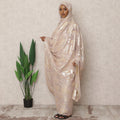 Mauve Beige Premium Silk Chiffon Sudanese Thobe with Metallic Lurex, 4.5 Mtrs Length, Width 140 Cms, South Korea-D24411