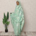Mint Green Premium Silk Chiffon Thobe with Metallic Lurex, 4.5 Mtrs Length, Width 140 Cms, South Korea-D24406