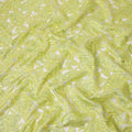 Lime Green synthetic Brocade Fabric with tonal paisley jacquard and sequin highlights, 140 Cms Width, Turkey-D25278
