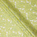 Lime Green synthetic Brocade Fabric with tonal paisley jacquard and sequin highlights, 140 Cms Width, Turkey-D25278