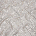 Ice Grey synthetic Brocade Fabric with champagne and silver paisley jacquard, 140 Cms Width, Turkey-D25281