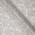 Ice Grey synthetic Brocade Fabric with champagne and silver paisley jacquard, 140 Cms Width, Turkey-D25281