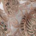 Taupe Grey synthetic Brocade Fabric with teal and bronze paisley jacquard, 140 Cms Width, Turkey-D25277