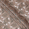 Taupe Grey synthetic Brocade Fabric with teal and bronze paisley jacquard, 140 Cms Width, Turkey-D25277