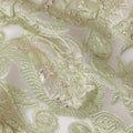 Mint Green synthetic Brocade Fabric with champagne paisley jacquard and sequin accents, 140 Cms Width, Turkey-D25282