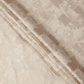 Champagne Beige synthetic Brocade Fabric with tonal abstract block jacquard, 140 Cms Width, Turkey-D25279