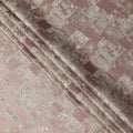 Dusty Rose synthetic Brocade Fabric with silver abstract block jacquard, 140 Cms Width, Turkey-D25283