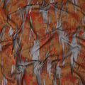 Burnt Orange synthetic Brocade Fabric with copper, black and grey jacquard, 140 Cms Width, Turkey-D25275