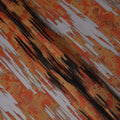 Burnt Orange synthetic Brocade Fabric with copper, black and grey jacquard, 140 Cms Width, Turkey-D25275