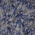 Navy Blue synthetic Brocade Fabric with silver, black and grey jacquard, 140 Cms Width, Turkey-D25276