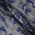 Navy Blue synthetic Brocade Fabric with silver, black and grey jacquard, 140 Cms Width, Turkey-D25276
