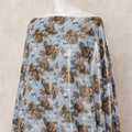 Sky Blue Rose Printed Somali Cotton Voile Dirac Fabric, 3.5 Mtrs, Width 140 Cms, Made in India-D24503