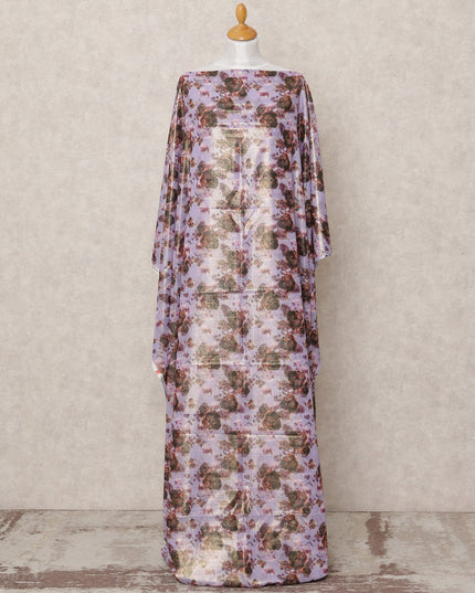 Lilac Rose Printed Somali Cotton Voile Dirac Fabric, 3.5 Mtrs, Width 140 Cms, Made in India-D24502