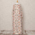 Peach Floral Printed Somali Cotton Voile Dirac Fabric, 3.5 Mtrs, Width 140 Cms, Made in India-D24499