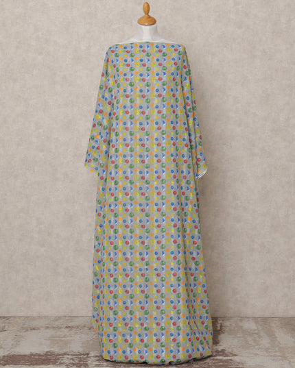 Grey Multicolor Polka Dot Somali Cotton Voile Dirac Fabric, 3.5 Mtrs, Width 140 Cms, Made in India-D24518
