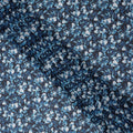 Navy Dark Blue Leaf Cotton Voile Fabric 110cm