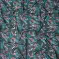 Dark Teal Green Leaf Cotton Voile Fabric 110cm