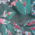 Dark Teal Green Leaf Cotton Voile Fabric 110cm