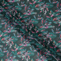 Dark Teal Green Leaf Cotton Voile Fabric 110cm